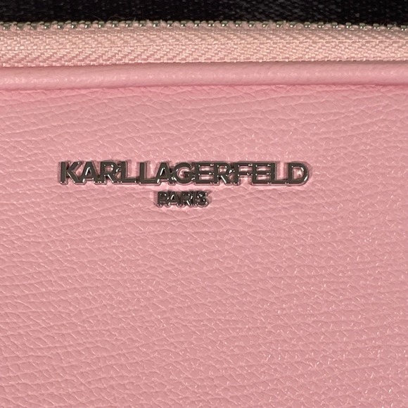 NEW Karl Lagerfeld Maybelle Pink Leather Camera Crossbody Bag Pouch Color Strap - Picture 5 of 17